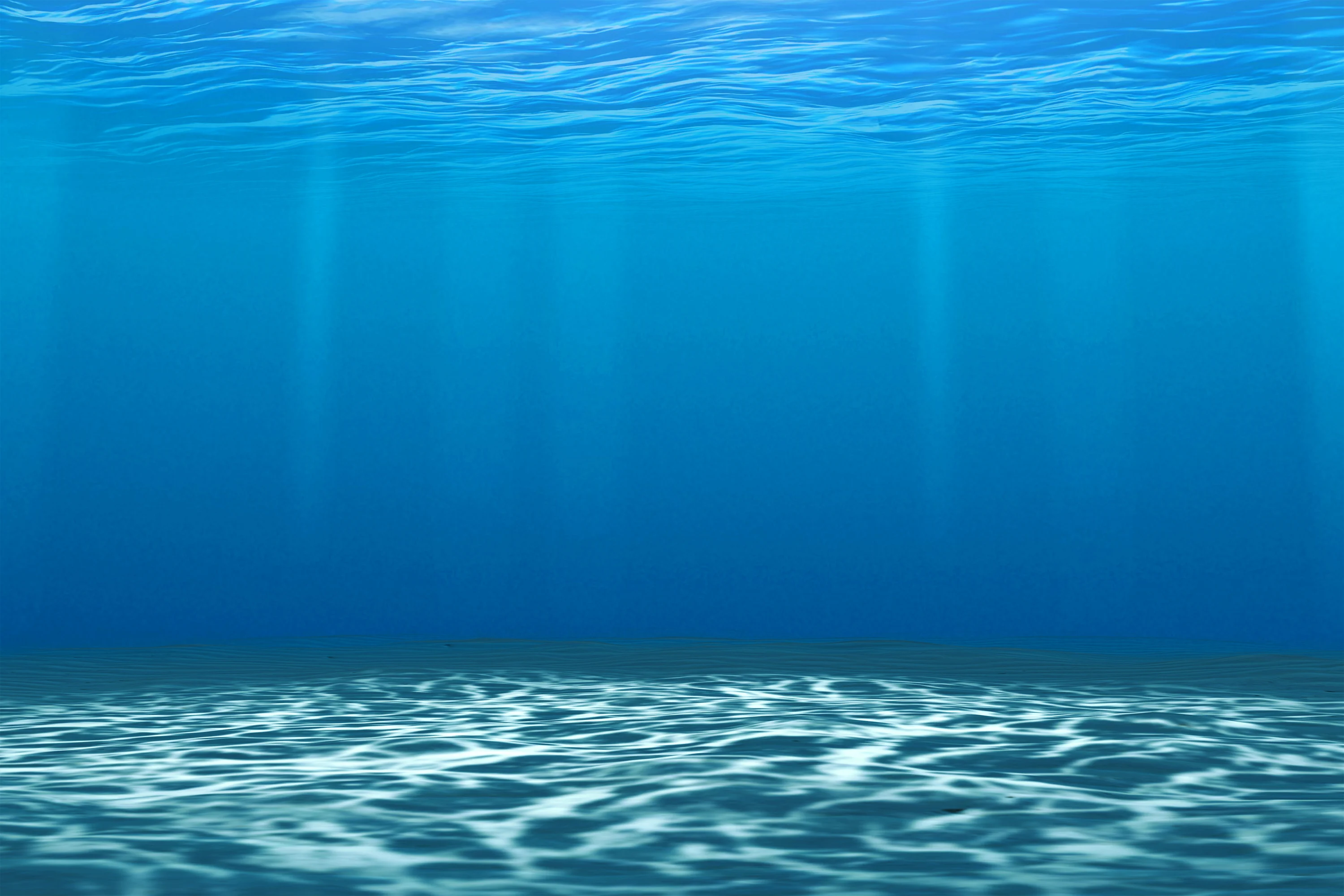 Underwater Ocean with sandy ocean floor, 3d render